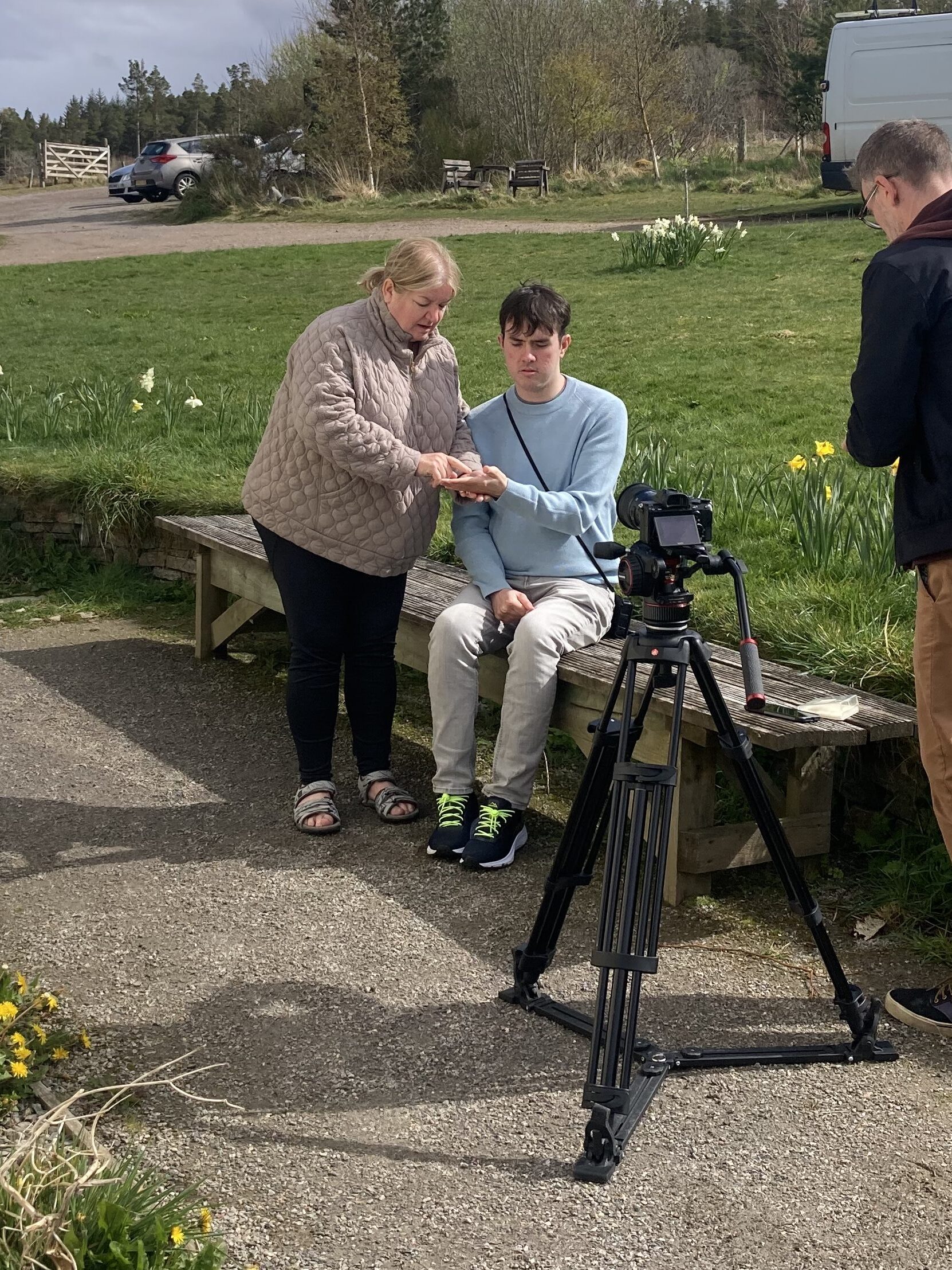 Andrew being filmed about the youth-led fund